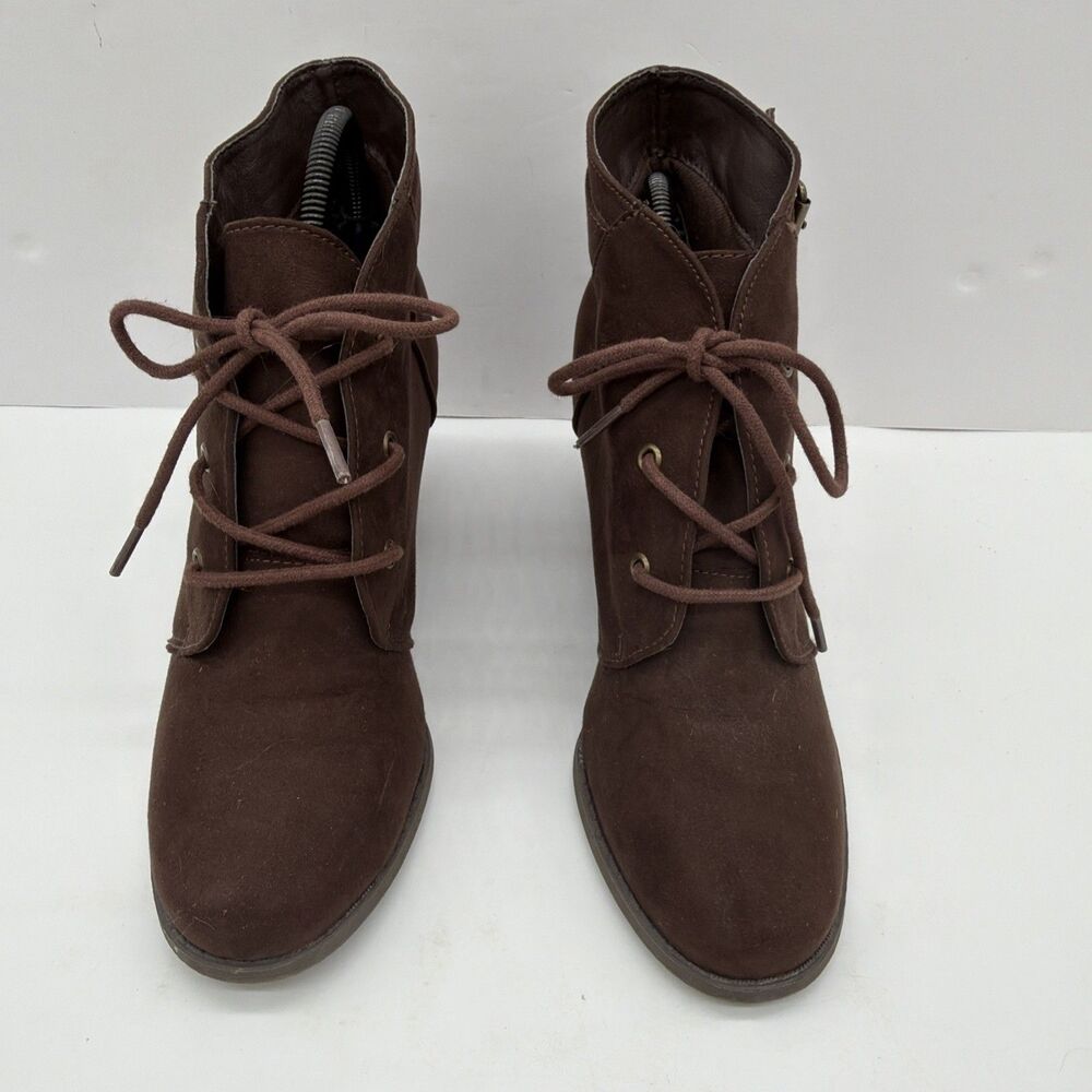 SO Womens Authentic American Heritage SOYA Ride Brown Wedge Boot Size 8.5M